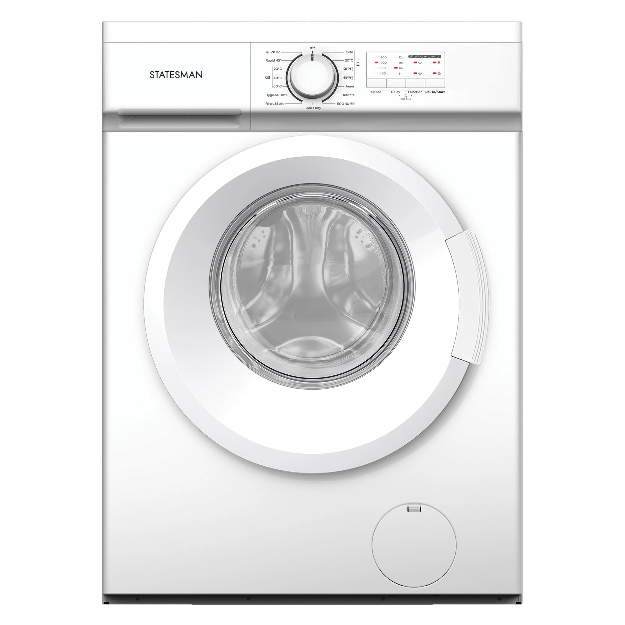 Statesman FWM1610W Freestanding Washing Machine 1000rpm, 6Kg Load Capacity, 16 Programmes, Delay Function, Child Lock, White