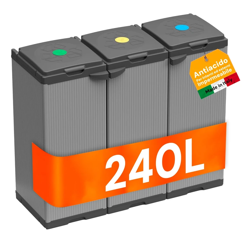 Avilia Trash Bin Unit for Differentiated Collection – Trash Bins, 80 – 110 L, 102 x 39.5 x 85 cm