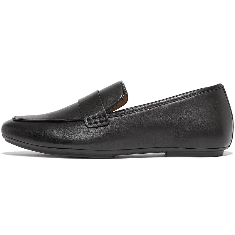 Fitflop Women's DELICATO Soft Leather Loafers Shoe, Black, 8 UK