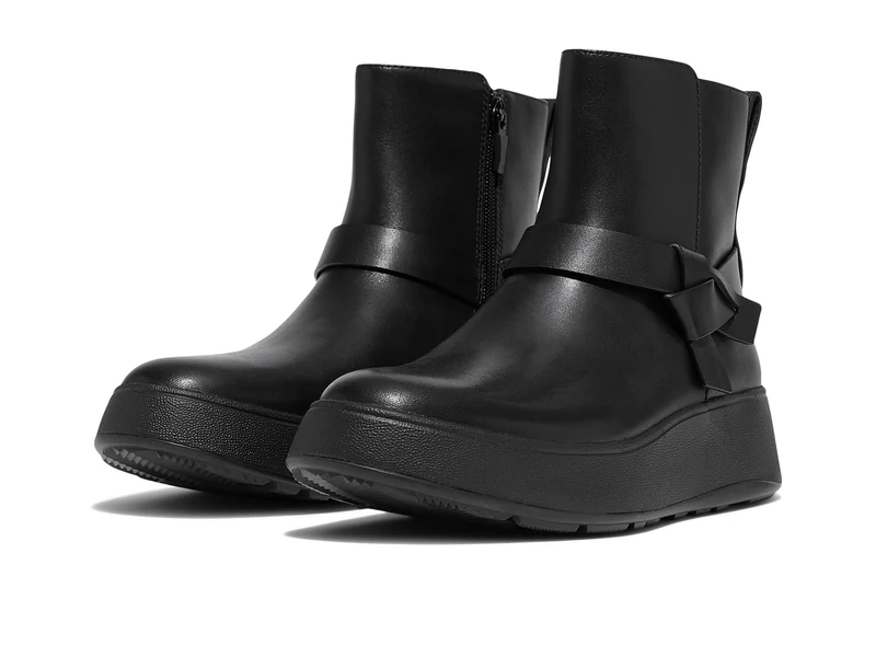 Fitflop F-MODE FOLDED-KNOT LEATHER FLATFORM CHELSEA BOOTS