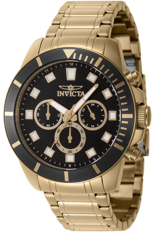 Invicta Pro Diver 46042 Men's Watch - Waterproof - Analogue - Quartz Movement - Stainless Steel with Black dial - 45mm