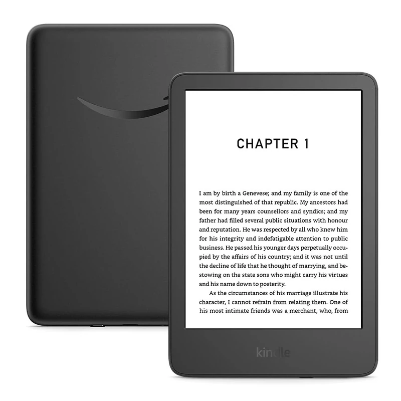 Amazon Kindle (newest gen) – Lightest and most compact Kindle with glare-free display, faster page turns, adjustable front light and long battery life – 16 GB – Without Ads – Black