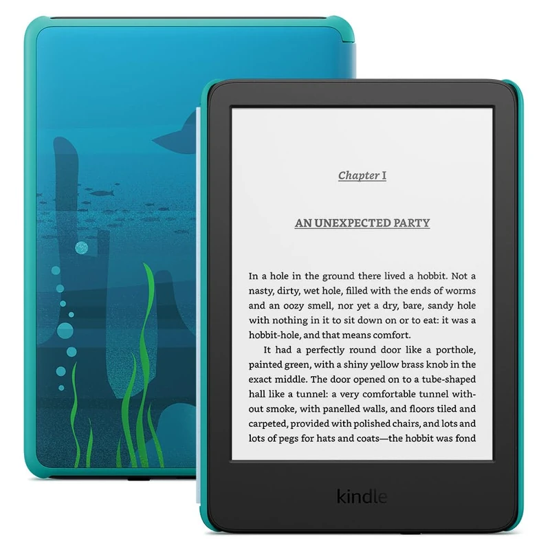 Amazon Kindle Kids (newest gen) - If it breaks, we will replace it, includes age-appropriate books and cover, with glare-free display, faster page turns – 16 GB – Ocean Explorer