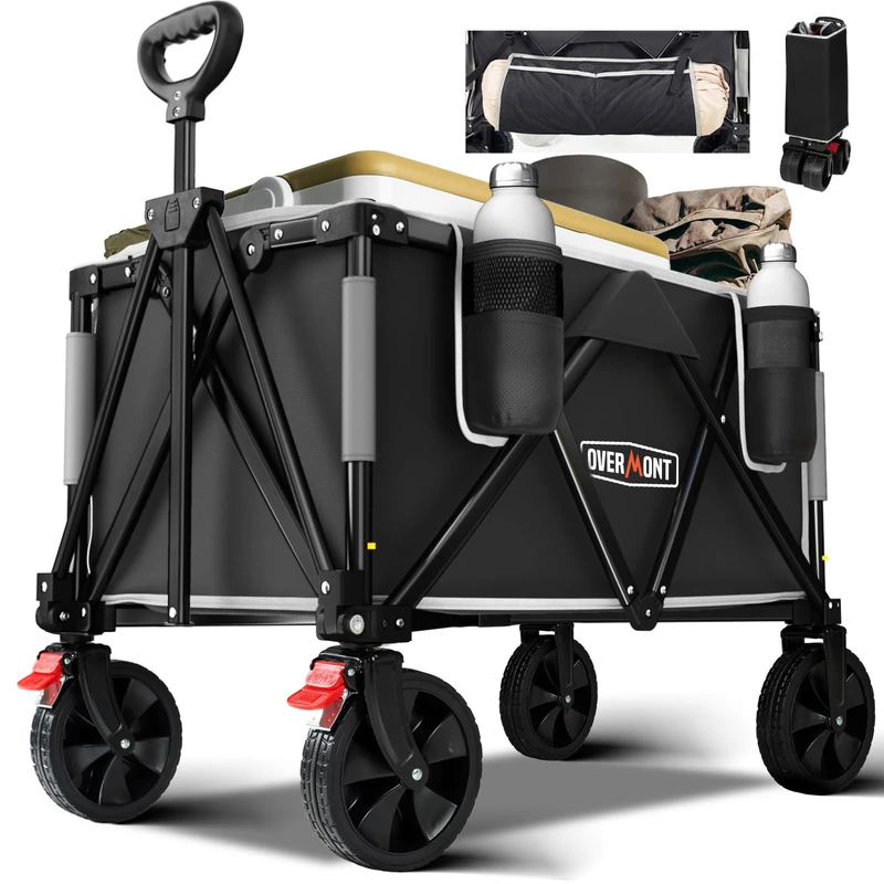 OVERMONT Heavy Duty 150kg Festival Camping Trolley - Black