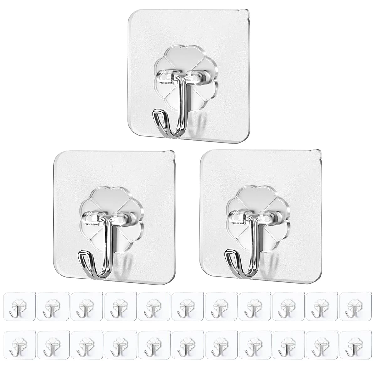 PAIDASHU Self Adhesive Hooks,25 Pack Heavy Duty Adhesive Wall Hooks, Max 10KG/22lb,Nail Free Sticky Hangers,for Bathroom, Kitchen, Towels, and More