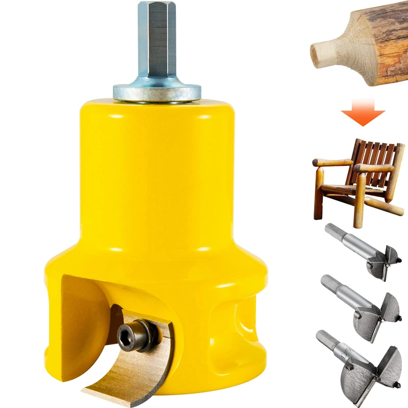 VEVOR Tenon Cutter, 1.5" / 38 mm Diameter, Premium Aluminum & Steel Log Furniture Cutter, with Dual Curved Blades & Button Screws Home Master Kit, Commercial Woodworking Tool for Home Beginner DIY
