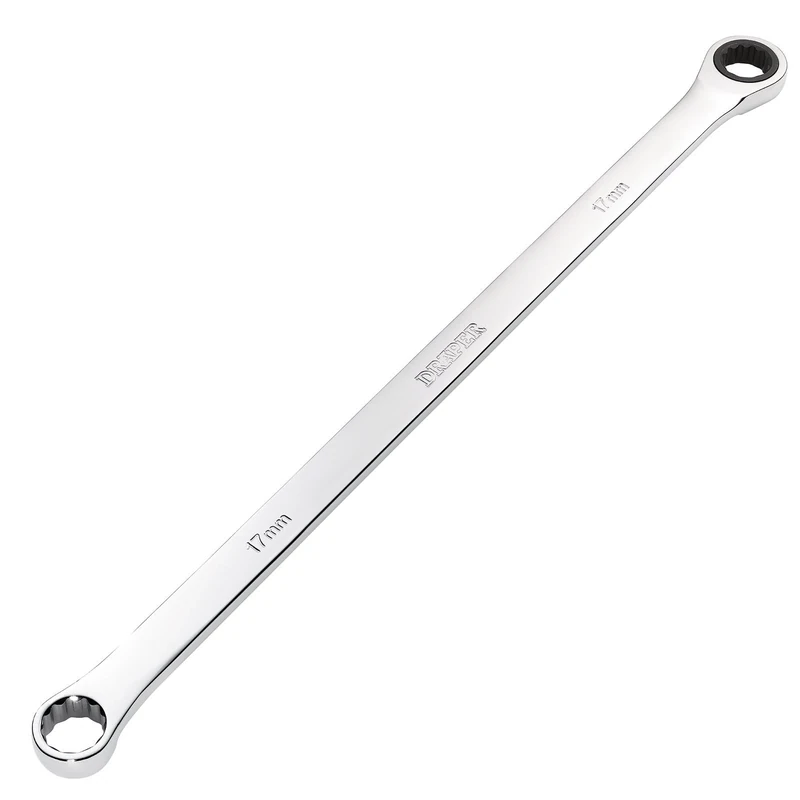 Draper 27774 HI-TORQ Metric Extra-Long Double Ring Ratchet Spanner, 17mm