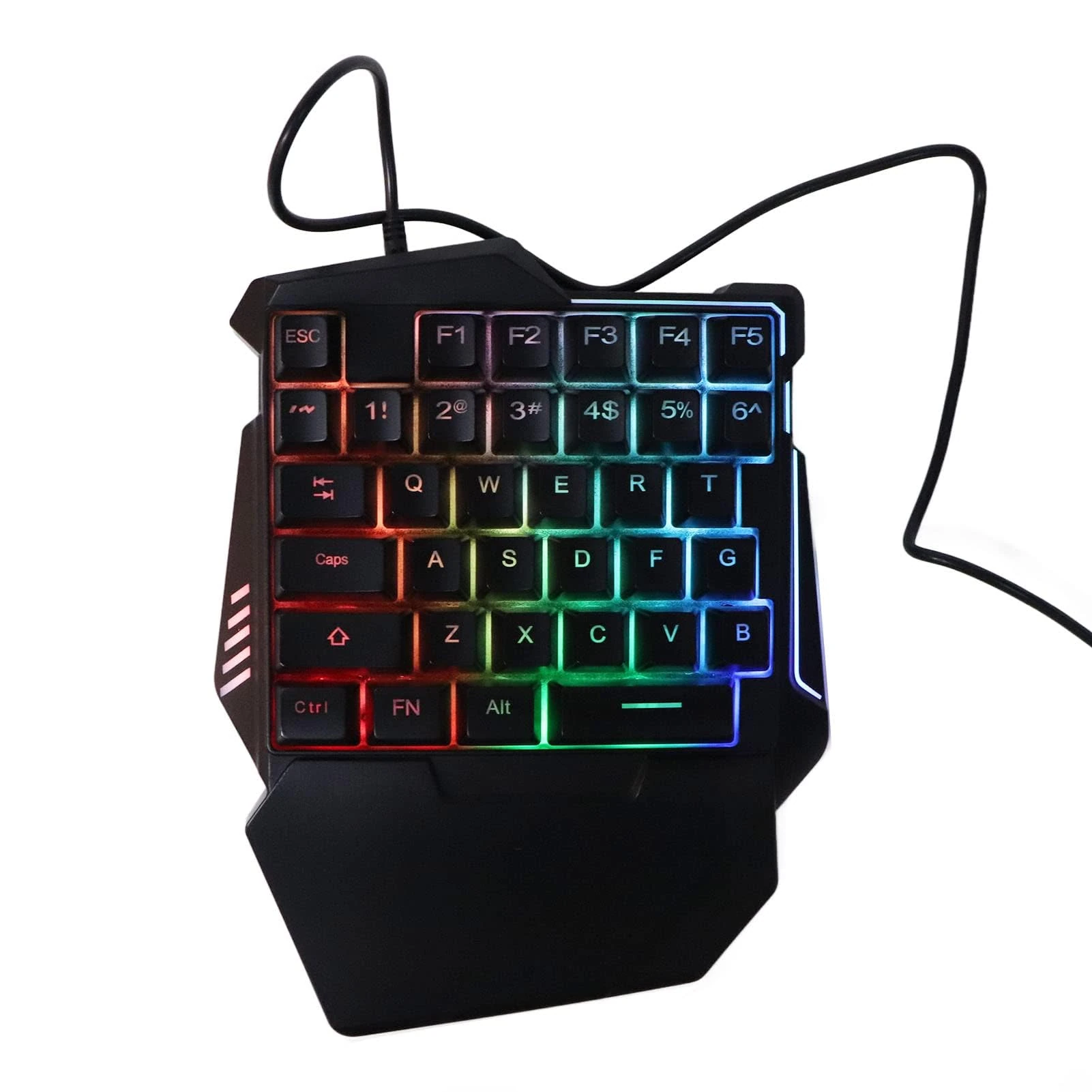 Cyrank One Handed Mechanical Gaming Keyboard, 35 Keys RGB, USB Wired, Black