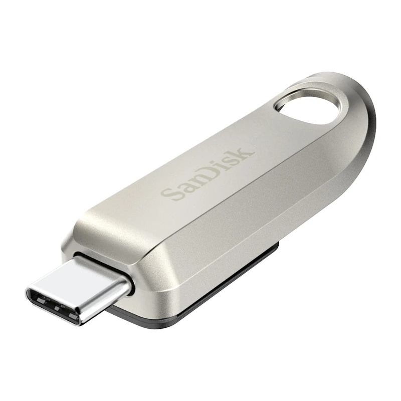 SANDISK Ultra Luxe USB Type C Flash Drive 256GB (USB Memory stick with Fast Performance, up to 400MB/s read speeds, USB 3.2 Gen 1, Retractable Connector, Metal Design, Keyring) Silver