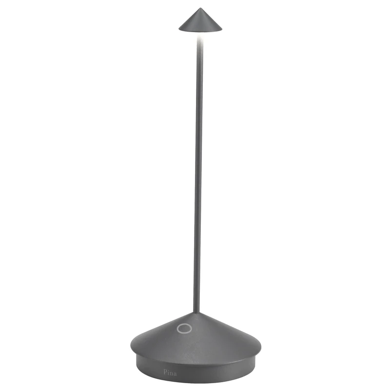 Zafferano, Pina Lamp, Rechargeable and Wireless Table Lamp with Touch Control, Can Also Be Used as Outdoor Lamp, Dimmer 2200-3000K, Height 29cm, Dark Grey