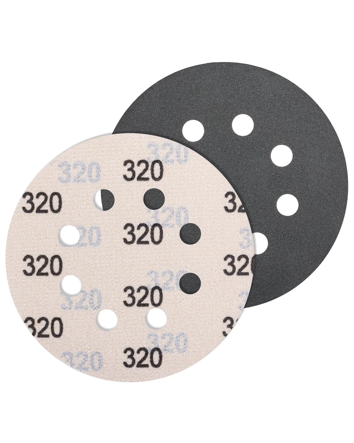 JatilEr 5 Pcs 125mm Sanding Discs Grit 320, 8 Hole Wet and Dry Sanding Disc Round Hook and Loop Sanding Disc Orbital Sanding Discs Sandpaper for Wood, Metal and Jewelry Car Polishing