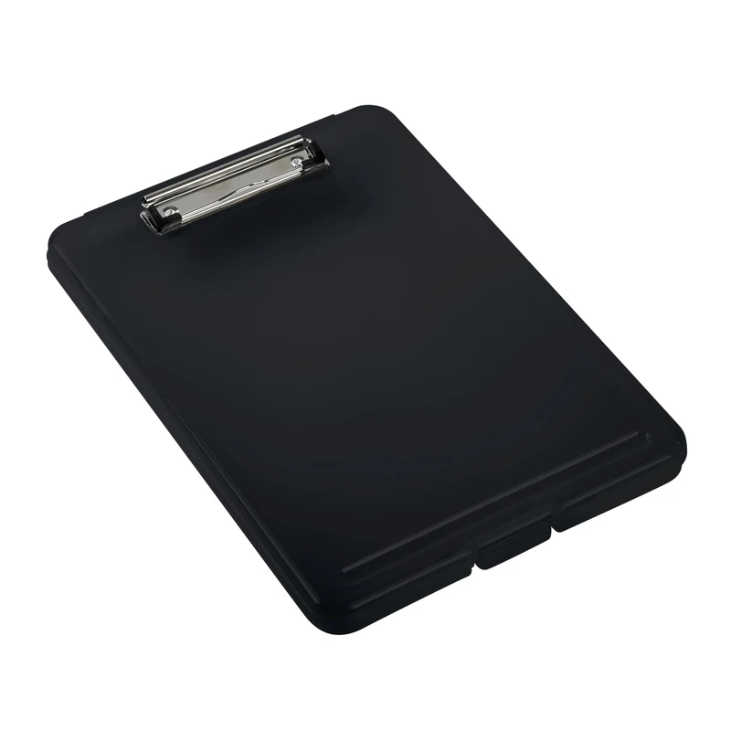 Viquel - Plastic clipboard with Storage Compartment for Papers and pens - A4 Clip Holder - Black - Image 1