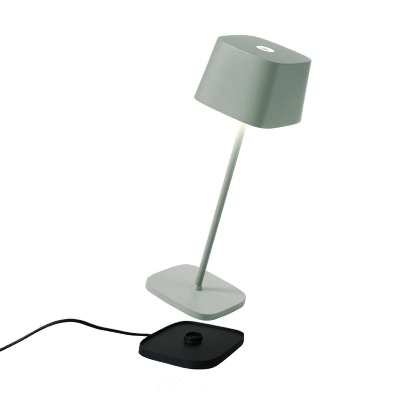 Zafferano, Ofelia Rechargeable and Wireless Table Lamp with Touch Control, Can Also Be Used as Outdoor Light, Dimmer 2200-3000K, Height 29cm, Sage Colour