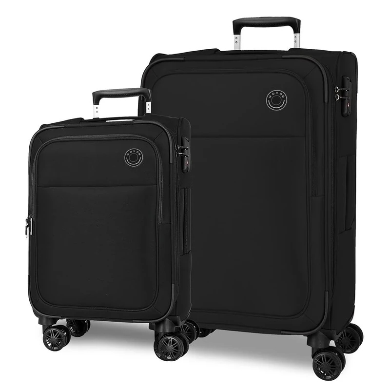 MOVOM Atlanta Suitcases Polyester, Different Sizes, Black, Green, Red, Grey, Polyester., Black/White, One Size, Set of 2 suitcases