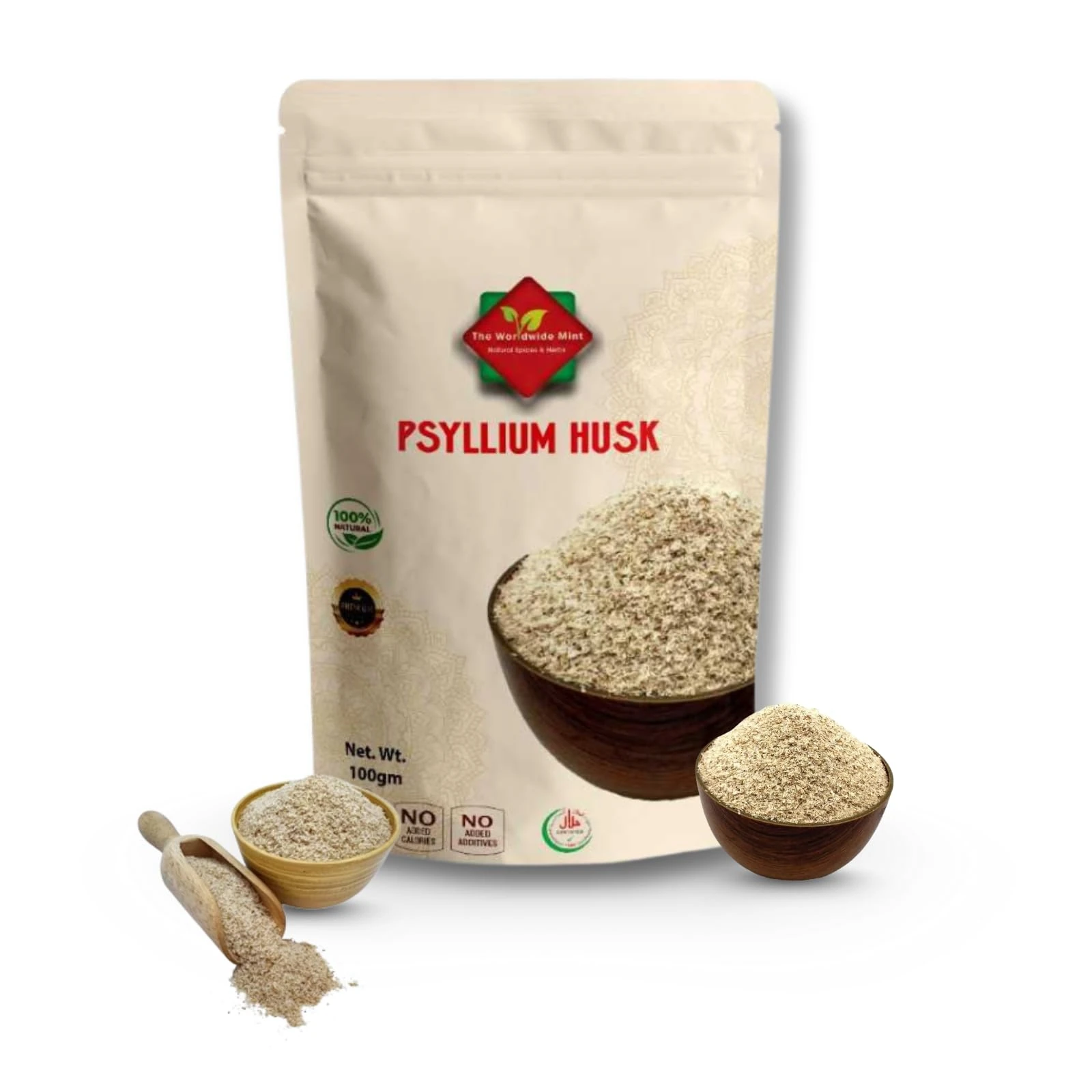 Psyllium Husk (100g/3.52oz) Easy Mixing Fiber Supplement, Finely Ground & Non-GMO Powder for Promoting Regularity