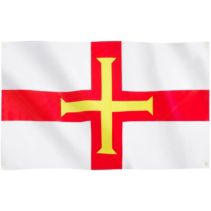 Runesol Guernsey Flag, 91x152cm, 3ft x 5ft, 4 Grommets, Eyelet In Every Corner, National Flag, St George Cross, Premium Flags, Inside, Outside, Vivid Colours