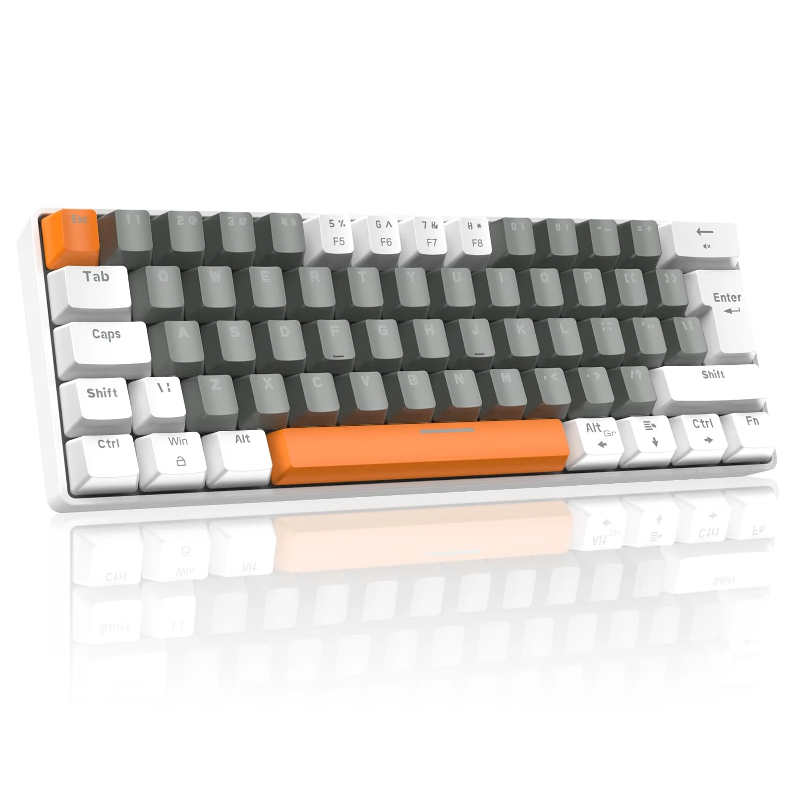 UK Layout 60% Percent Gaming Mechanical Keyboard, 62-Key Ultra-Compact Red Switches Wired Office Mixed-Colored Keyboard with ABS keycaps, 19 RGB Backlight Modes for Computer/Laptop-Bee