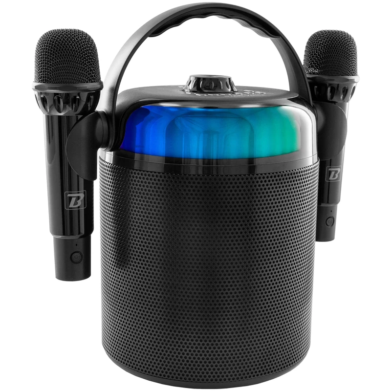 BoomTone DJ Star Voice Portable Karaoke Speaker with LED, Bluetooth, Voice Changer Comes with 2 Wireless Microphones + Effects Perfect for Private Parties, Children's Birthdays and Entertainment.