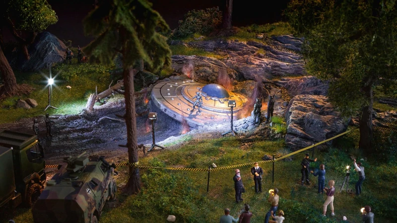 NOCH UFO Crash with Hand Coloured Hard Foam and 3D Alien Ideal for H0, TT, N Model Railway Kits