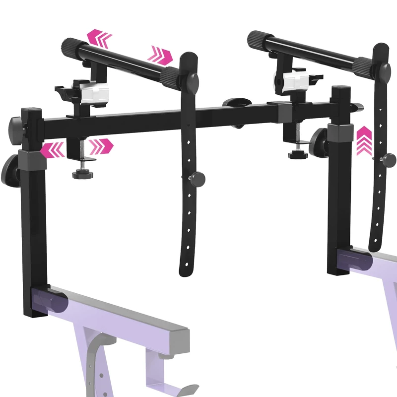 Liquid Stands 2 Tier Keyboard Stand Attachment with Straps - Two Tier Keyboard Stand for Electric Piano Rack of 54-88 Key Music Keyboards and Synths w/Adjustable Arms Only for Square Tube with
