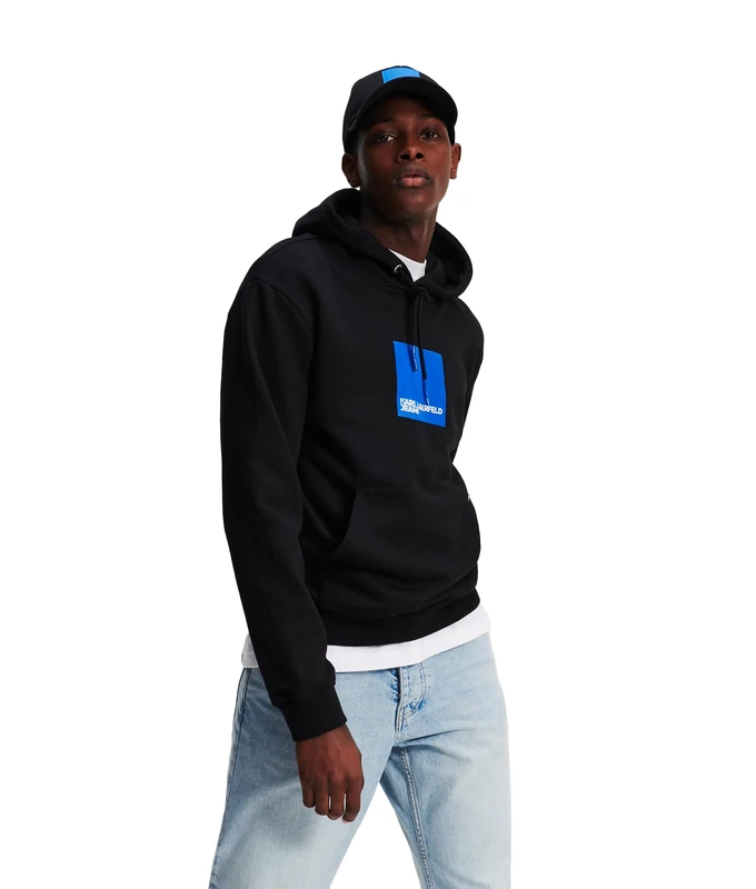 KARL LAGERFELD JEANS, Men's, Box Logo Hoodie, Regular Fit, Black, XL