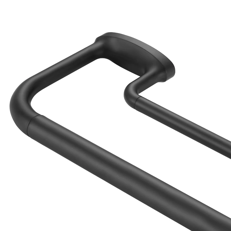 Mayrhyme, 28-120 Inch Double Curtain Rod Wrap Around Window Curtain Rod Inner Junction Front and Rear 1.5cm Adjustable with Aluminum Finials and Brackets, Black, 28-120 Inch