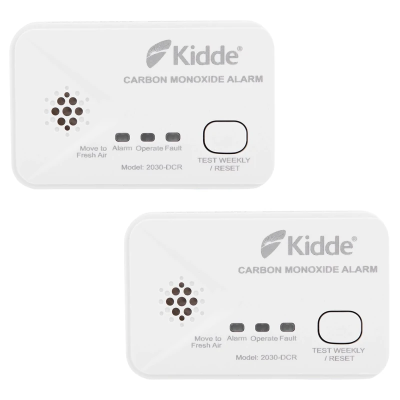 2 Pack Kidde 2030-DCR Compact 10 Year Life Carbon Monoxide Alarm with AA batteries