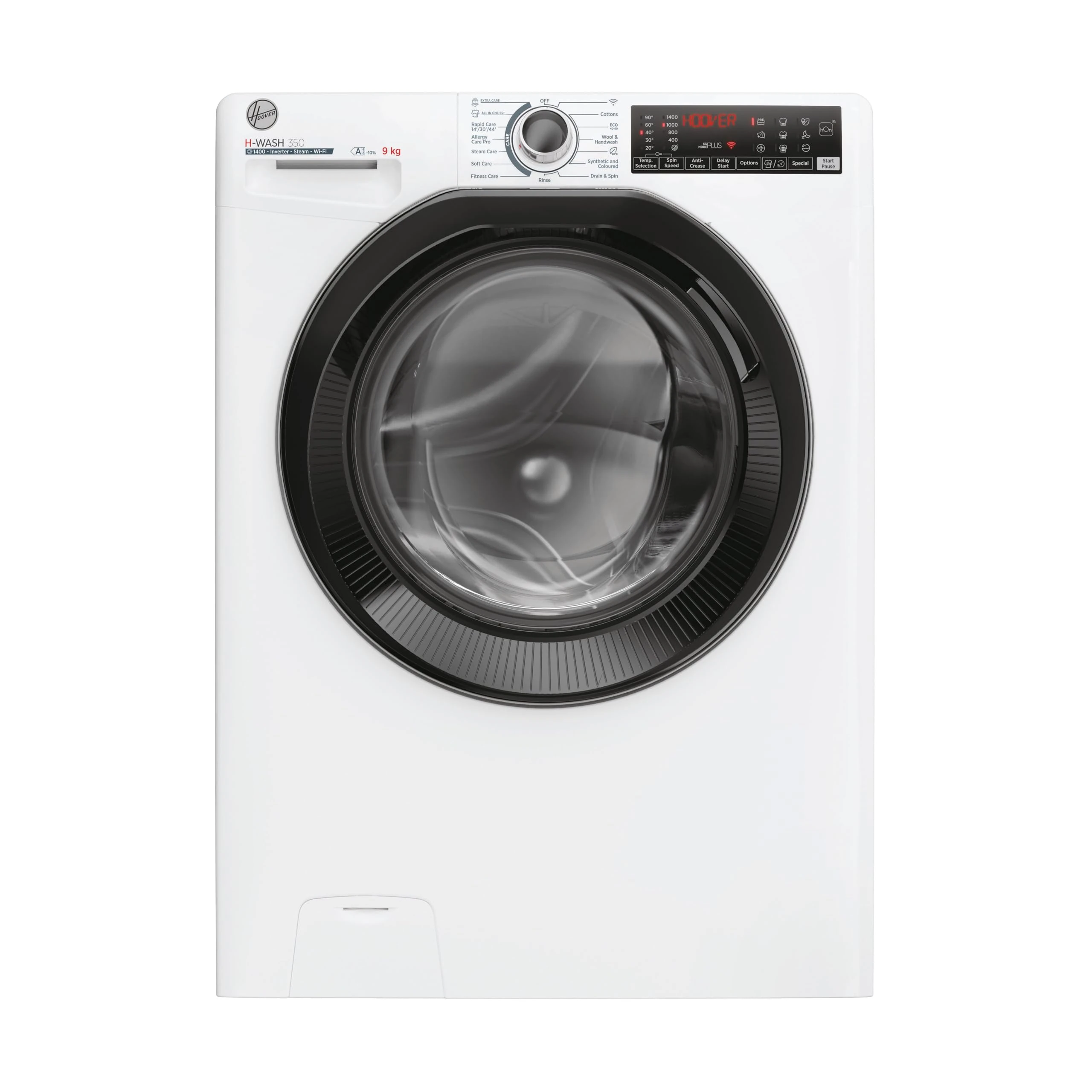 Hoover H-WASH 350 9kg Freestanding Washing Machine, 1400 RPM, A Rated, ECO-Power Inverter Motor, hOn App, 60 Programmes, Eco Doser, Power Care System, White, 60x53x85 cm - H3WPS496TAMB6-80
