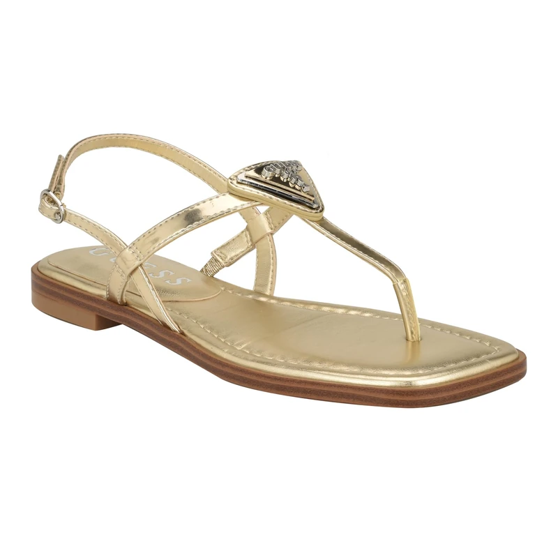 GUESS Women's Rainey Flat Sandal, Gold 710, 5 UK