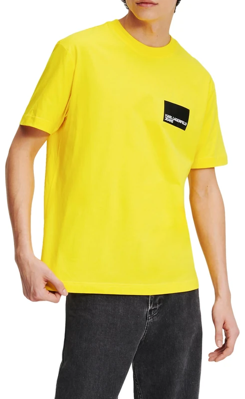 KARL LAGERFELD JEANS, Men's, Regular Short Sleeve Box Logo Tee, Regular Fit, Yellow, L