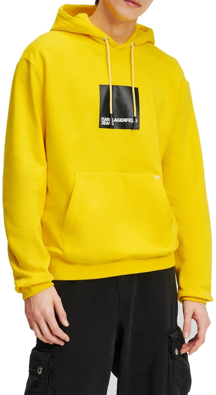 KARL LAGERFELD JEANS, Men's, Box Logo Hoodie, Regular Fit, Yellow, XL - Image 1