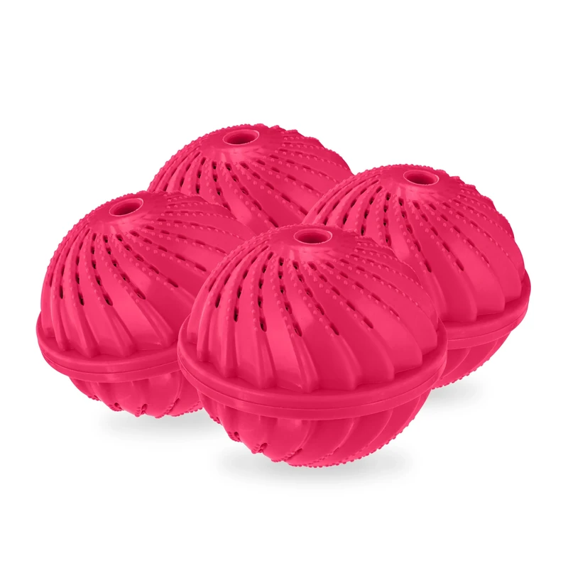 Relaxdays Laundry, Set of 4, Machine, Without Detergent, Eco-Friendly, Washing Ball, Pink, 9 x 10.5 x 10.5 cm