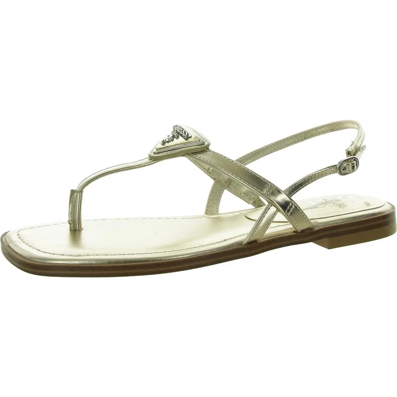 GUESS Women's Rainey Flat Sandal, Gold 710, 4 UK