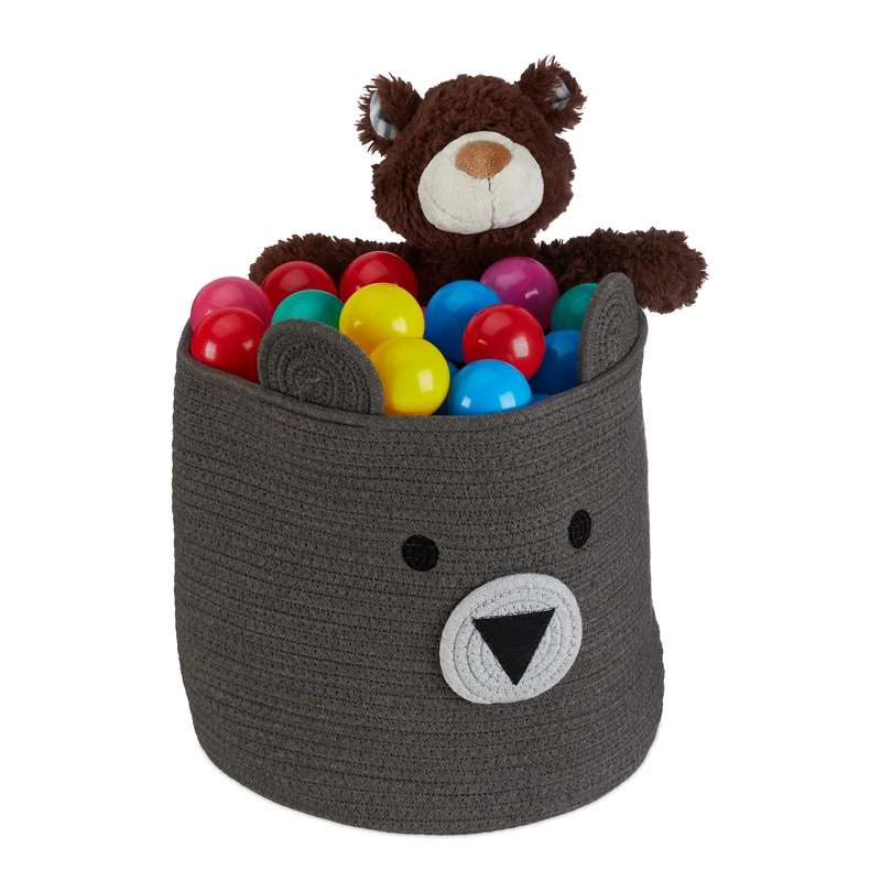 Relaxdays Children's Storage Basket, Grey, 38 x 34 x 34 cm