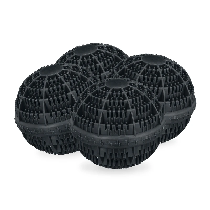 Relaxdays Laundry Washing Balls, Set of 4, Black, Eco-Friendly
