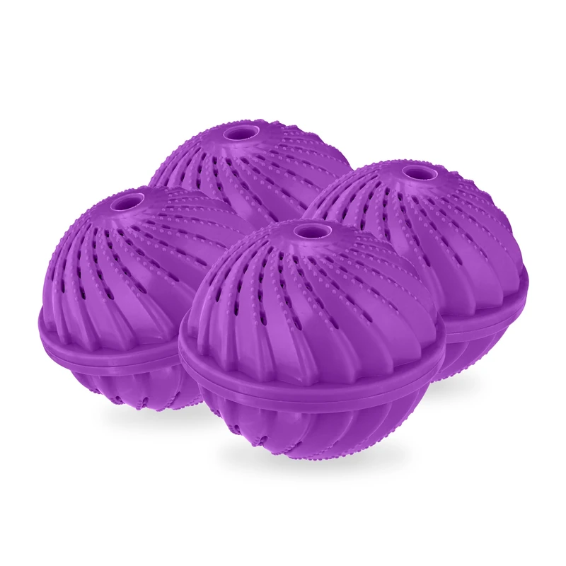 Relaxdays Laundry, Set of 4, Machine, Without Detergent, Eco-Friendly, Washing Ball, Purple, 9 x 10.5 x 10.5 cm - Image 1