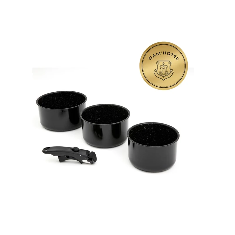 Gam'hotel - Cookware Set of 3 Aluminium Saucepans 16/18/20 cm Removable Non-Stick Induction