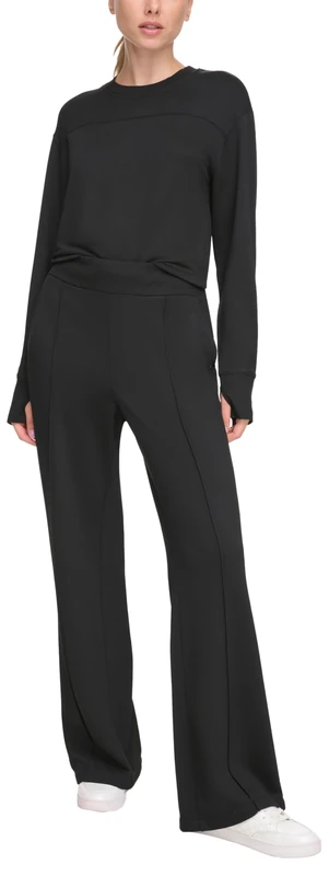 DKNY Women's Wide Leg Greenwich Pants Sweatpants, Black,