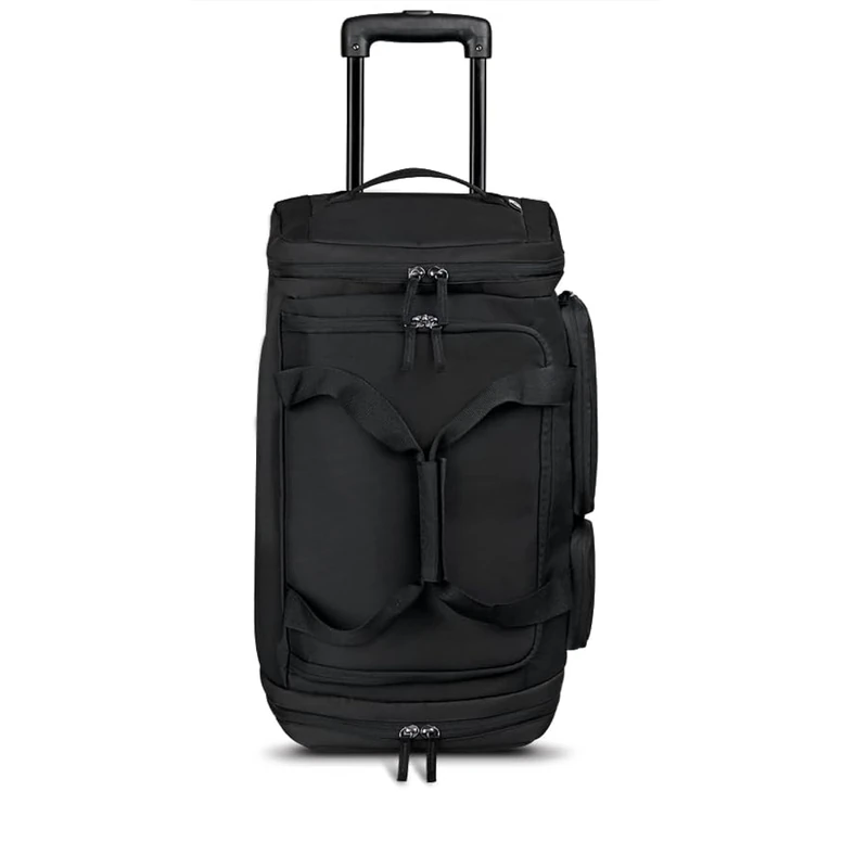 Solo New York Leroy Carry-On Wheeled Duffle Bag, 49L Capacity, Black - Made from Recycled Materials, 22 Inch, Black, 22 Inch, Leroy Carry-on Wheeled Duffle Bag