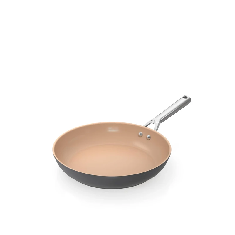 Ninja Extended Life 30cm Ceramic Frying Pan, Non-Stick (No PFAs, PFOAs, Lead or Cadmium), Induction Compatible, Stainless Steel Handle, Oven Safe to 285°C, Terracotta & Grey, CW90030UK
