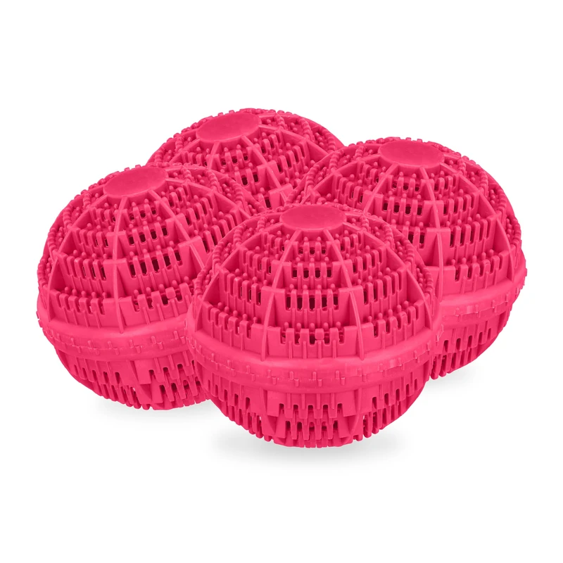 Relaxdays Laundry Ball, Set of 4, for Washing Machine, Washing without Detergent, Eco-friendly, Washing Ball, Pink - Image 1
