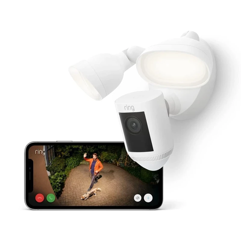 Certified Refurbished Ring Floodlight Cam Wired Pro | Outdoor Security Camera with 2K Video, 3D Motion Detection, Bird's Eye View, Siren, alternative to CCTV system | 30-day free trial of Ring Home