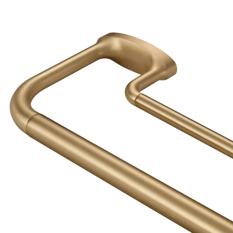 Mayrhyme Double Curtain Rods, Wrap Around Curtain Rod for Windows, Internal Splicing 1'' Front and 5/8'' Back Adjustable Curtain Rod with Aluminum Finials and Brackets (Warm Gold, 28-150")