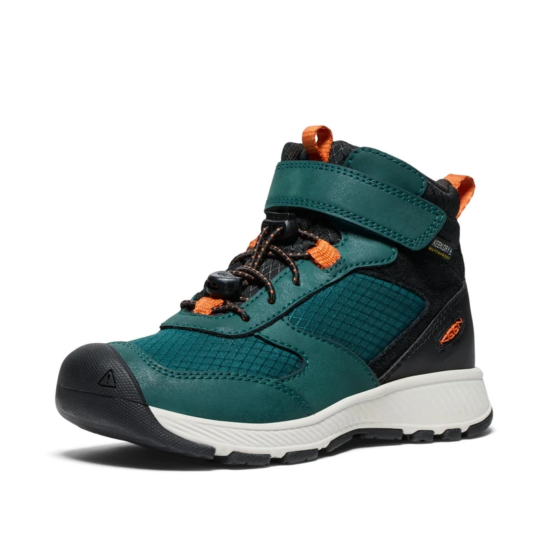 KEEN Unisex-Child Skua Mid Waterproof Hiking Boots, Ponderosa Pine/Gold Flame, 10