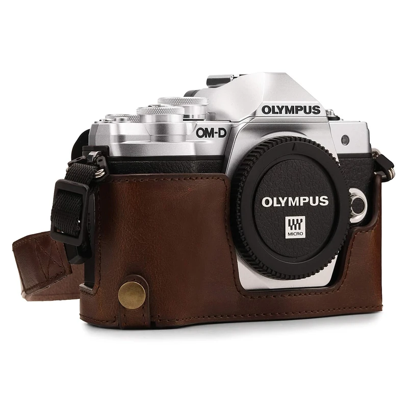 MegaGear Olympus OM-D E-M10 Mark II Leather Camera Case Brown, Brown, Camera Case