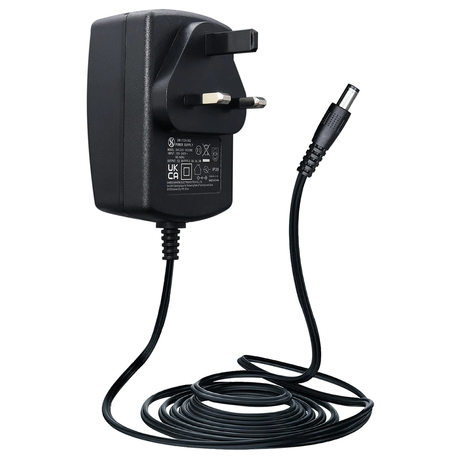 ANLINK 12V 3A/3000mA 1.8M Long Power Supply Adapter, AC 100-240V to DC 12V 3A 36W Switching Adapter 5.5x2.1mm Wall Transformer Plug for LED Strip Lights,DVR,NVR System and More,UKCA Certified