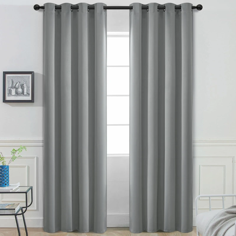 Yakamok Dove Grey Room Darking 90 Inch Length 2 Panel Sets for Livingroom Dining Room Darkening Thermal Insulated Bay Window Hotel Modern Elegant Black Out Sunblock Curtins/Bedroom,52 x 90 Inches
