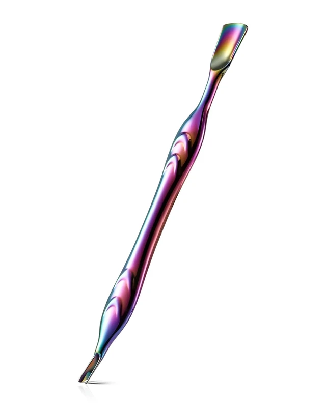 FERYES Cuticle Pusher with Fork, 2-in-1 Cuticle Trimmer Nail Care Tool, Stainless Steel Cuticle Remover Tool for Manicures and Pedicures -Rainbow