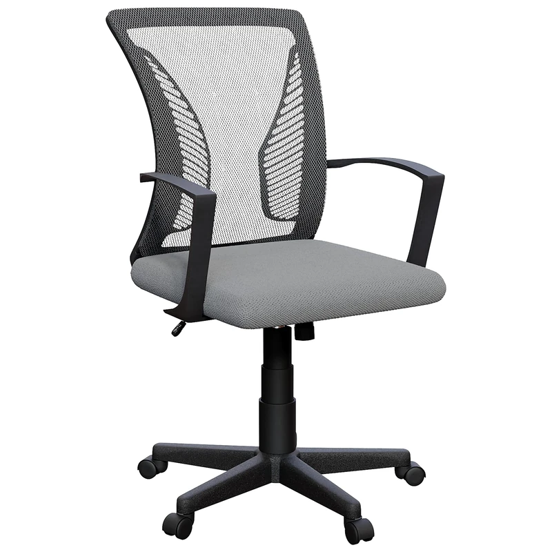 Vida Designs Airdrie Ergonomic Office Chair with Arms, Mesh Swivel Computer Desk Chair, Height Adjustable Executive Chair, Ideal for Home Office & Study, Grey (UKFR Certified)