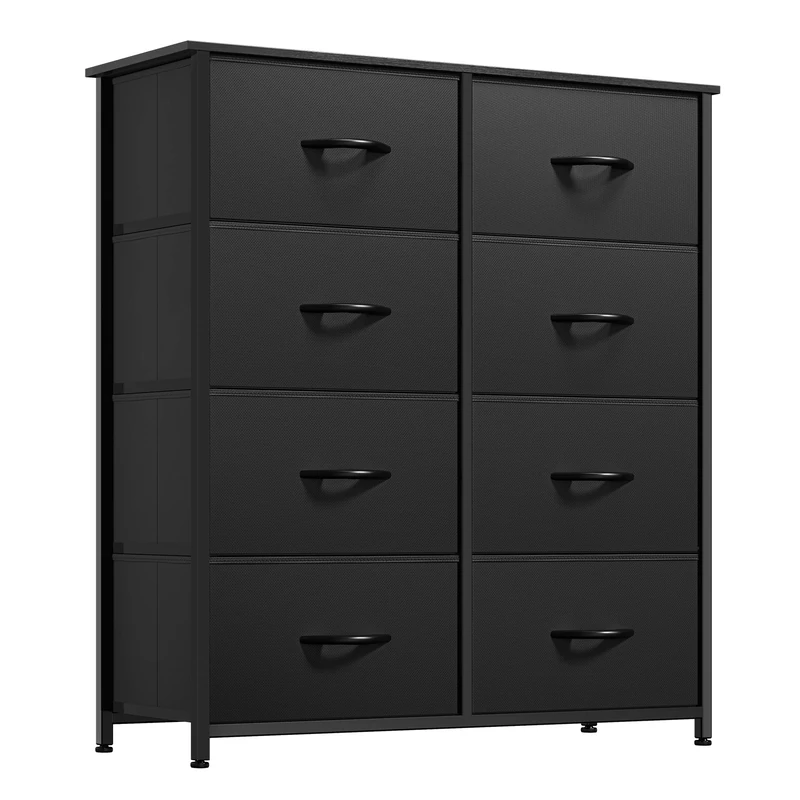 YITAHOME Chest of Drawer Bedroom with 8 Drawers Storage Unit Steel Frame Wood Top Fabric Dresser for Bedroom Living room,Closet,Black